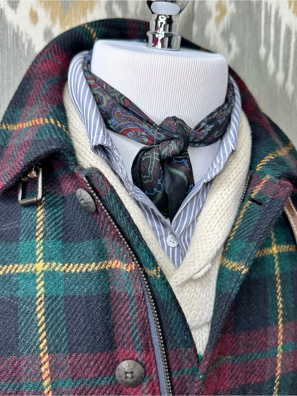 Polo Ralph Lauren Tartan Plaid Brushed Wool Alpaca Twill Sporting Jacket
